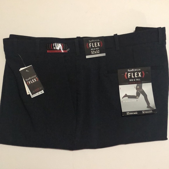 Van Heusen Pants Van Heusen Flex Big Tall Pant Men 52x32 Flat Front Shirt Gripper Slate Blue